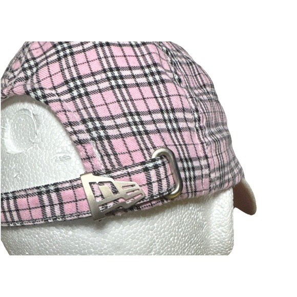 New Era Los Angeles Dodger LIGHT PINK BLACK PLAID Adjustable Strap Hat MOM Cap - Picture 4 of 6